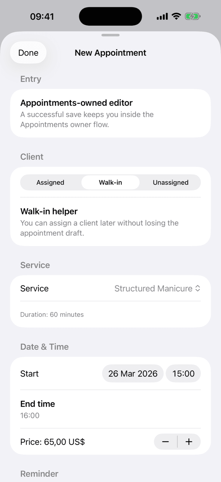 Slotix appointment editing workflow on iPhone